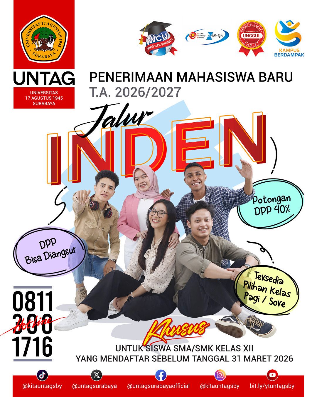 Untag Surabaya Sudah Membuka Pendaftaran Mahasiswa Baru Jalur Inden Dibuka Hingga 31 Maret 2026