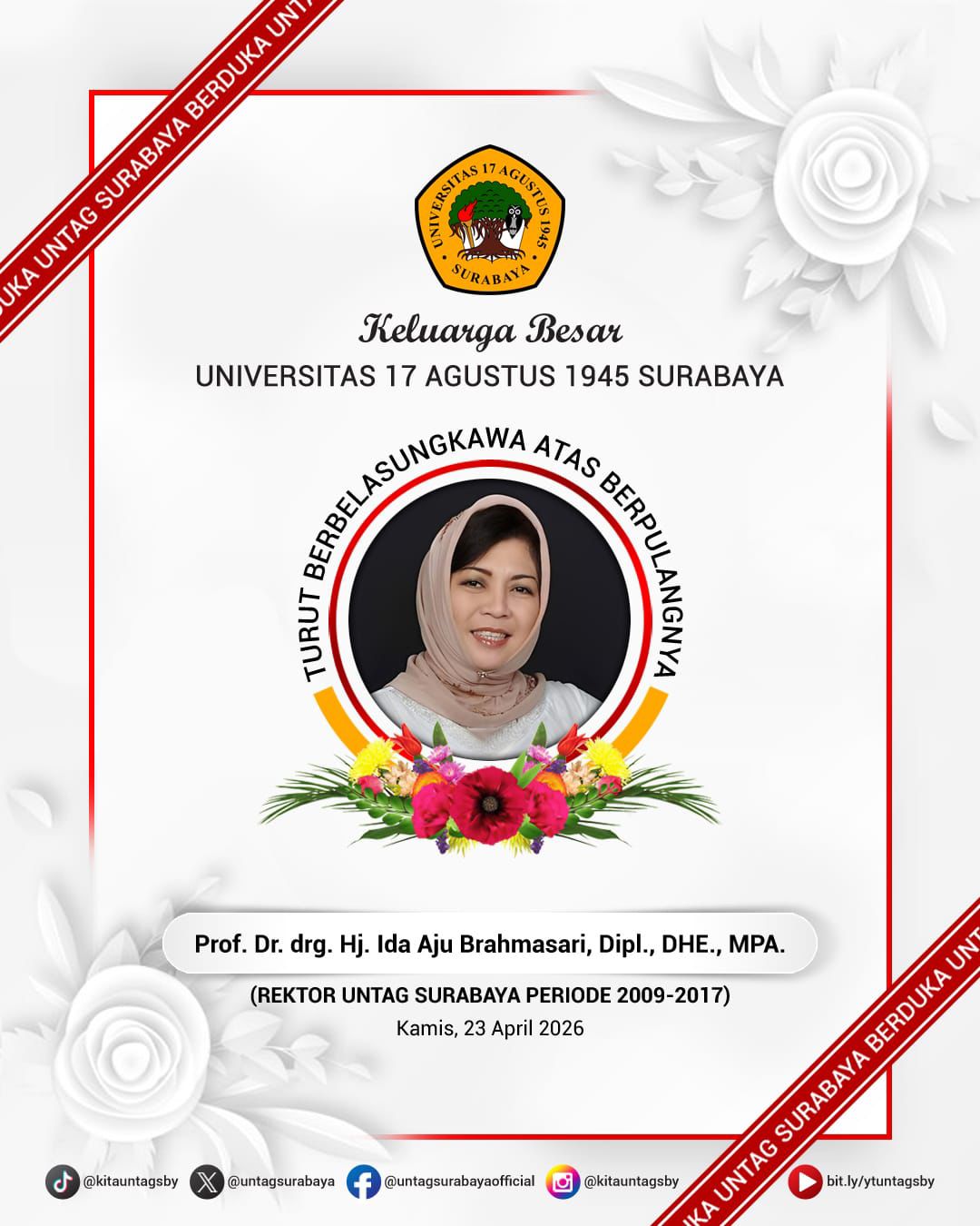 Universitas 17 Agustus 1945 (Untag) Surabaya berduka