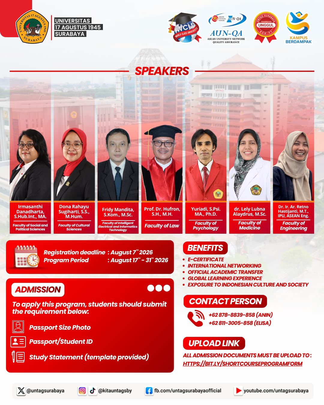 Untag Surabaya Akan Menyelenggarakan Kegiatan Short Course Living Diversity in Indonesia: Culture, Technology, and Society