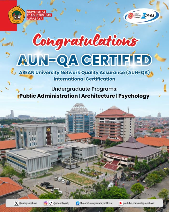 Prodi Untag Surabaya Berhasil Tersertifikasi ASEAN University Network- Quality Assurance (AUN-QA)