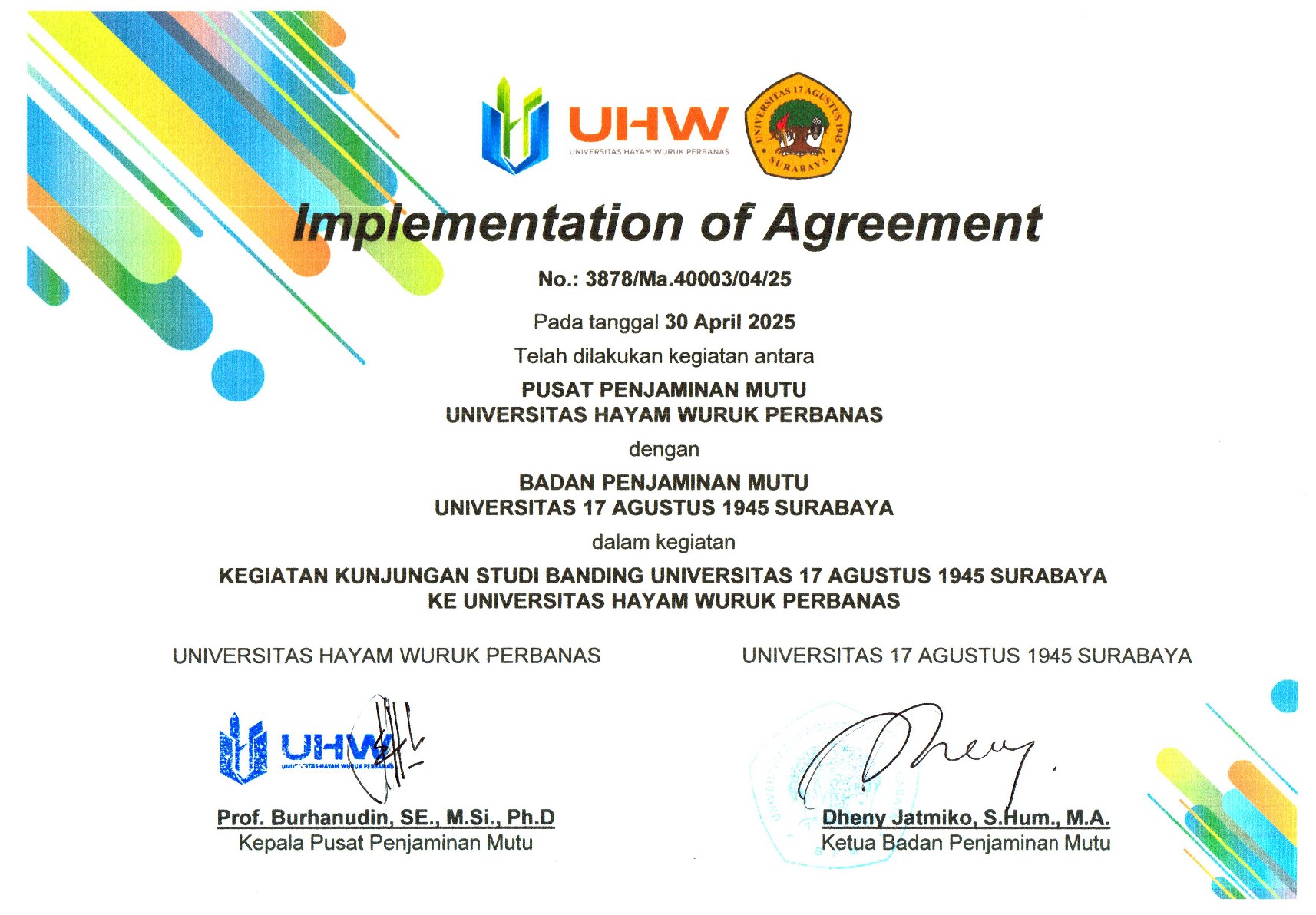 Kegiatan Benchmarking Badan Penjaminan Mutu Untag Surabaya Ke Pusat Penjaminan Mutu Universitas Hayam Wuruk Perbanas Surabaya