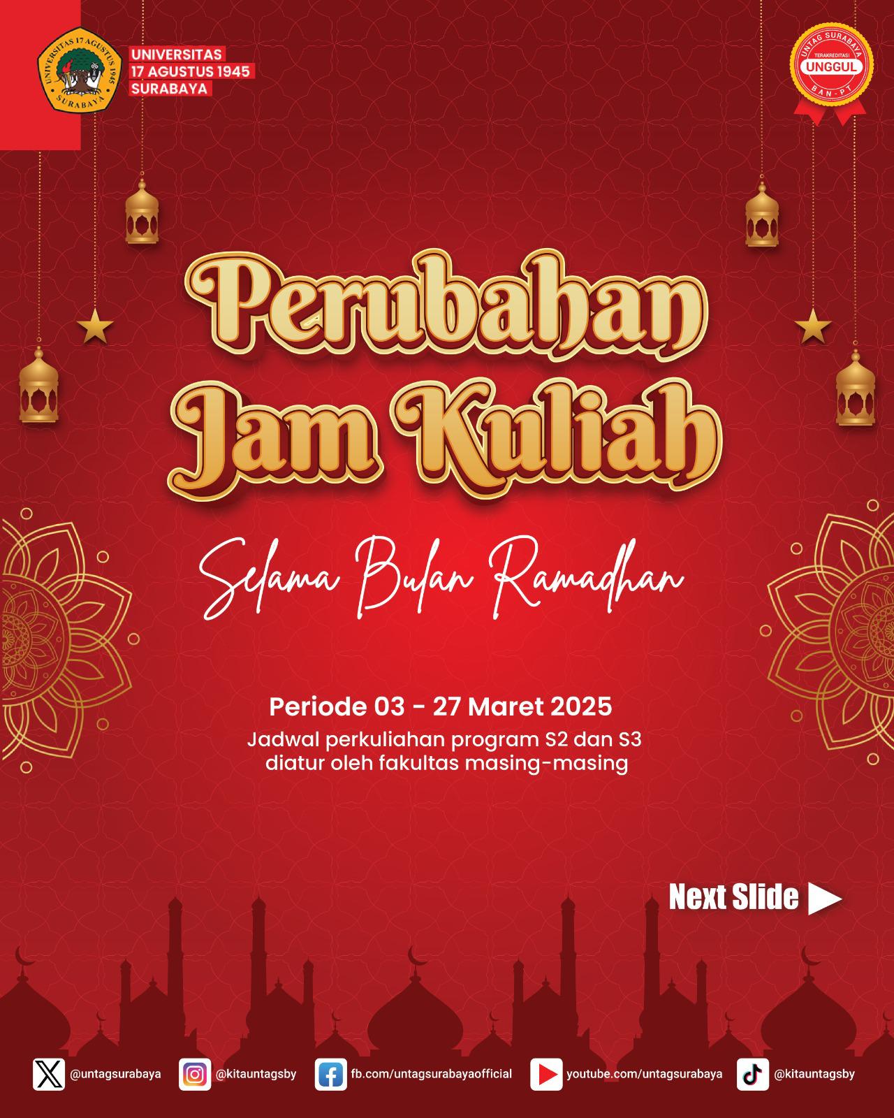 Perubahan Jam Perkuliahan Selama Bulan Puasa