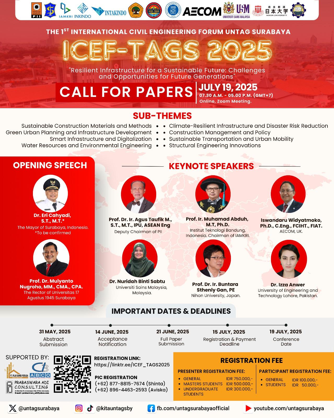 The 1st International Civil Engineering Forum - Untag Surabaya (ICEF-TAGS) 2025