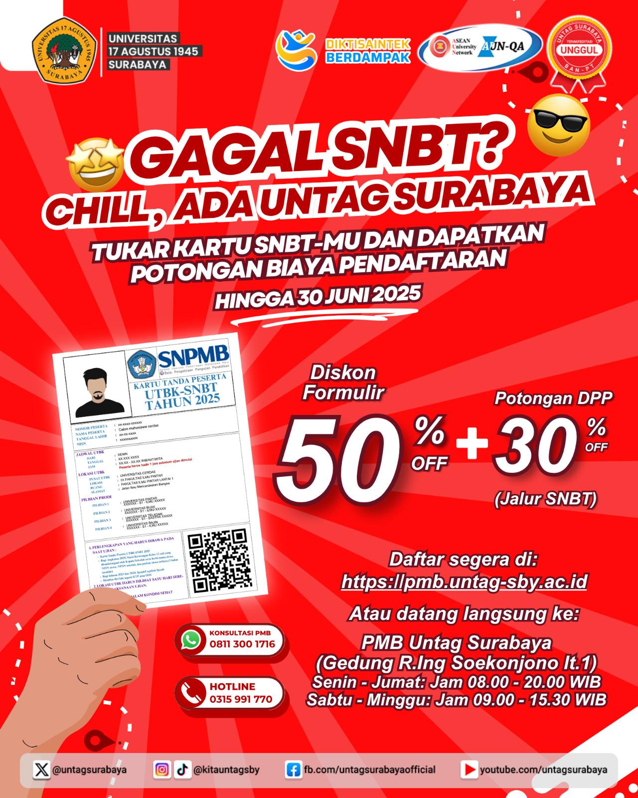 Gagal SNBT? Jangan Galau Ada UNTAG SURABAYA