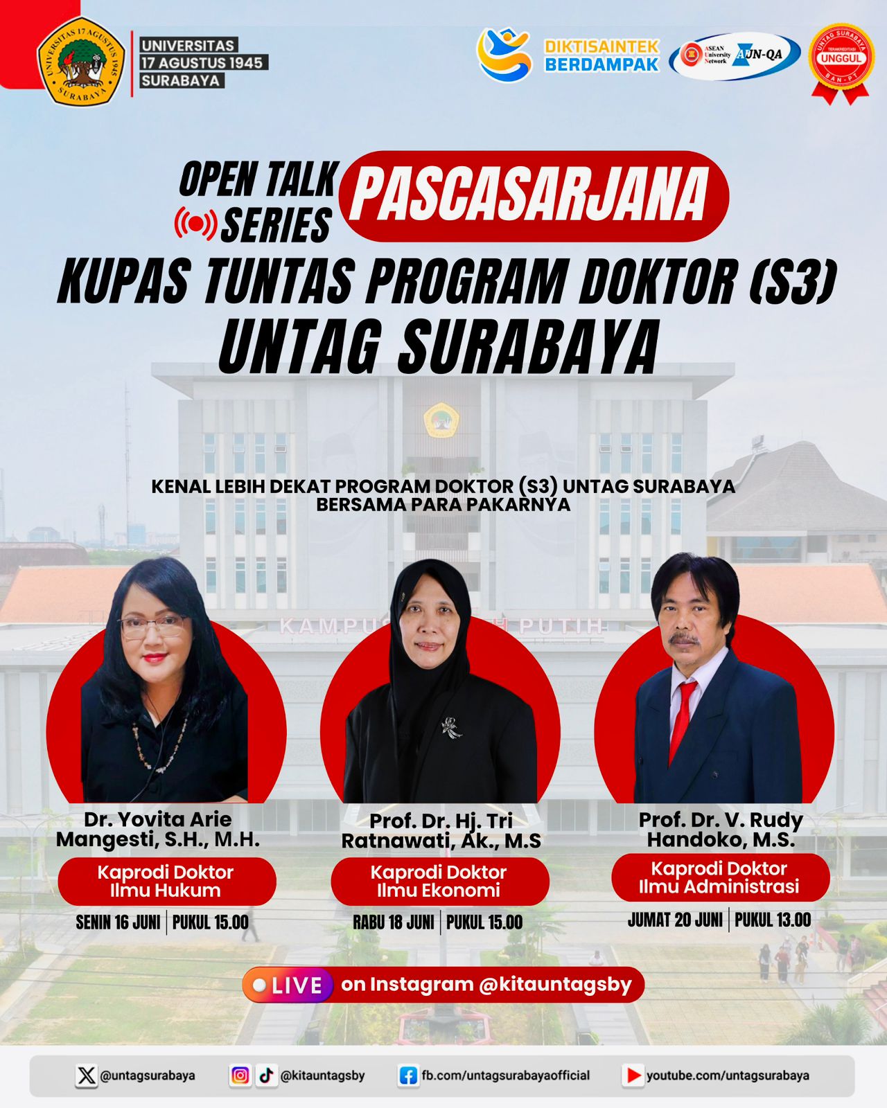 Open Talk Kupas Tuntas Program Doktor (S3) Untag Surabaya