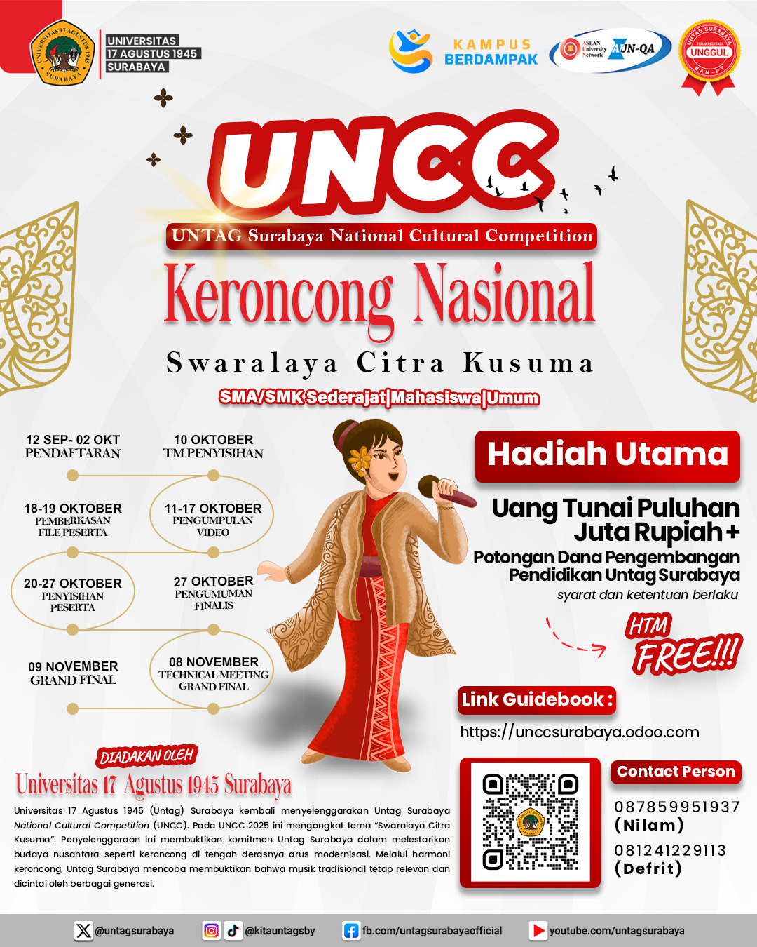 Untag Surabaya Menyelenggarakan Lomba Budaya Nasaional Bertemakan Keroncong Nasional