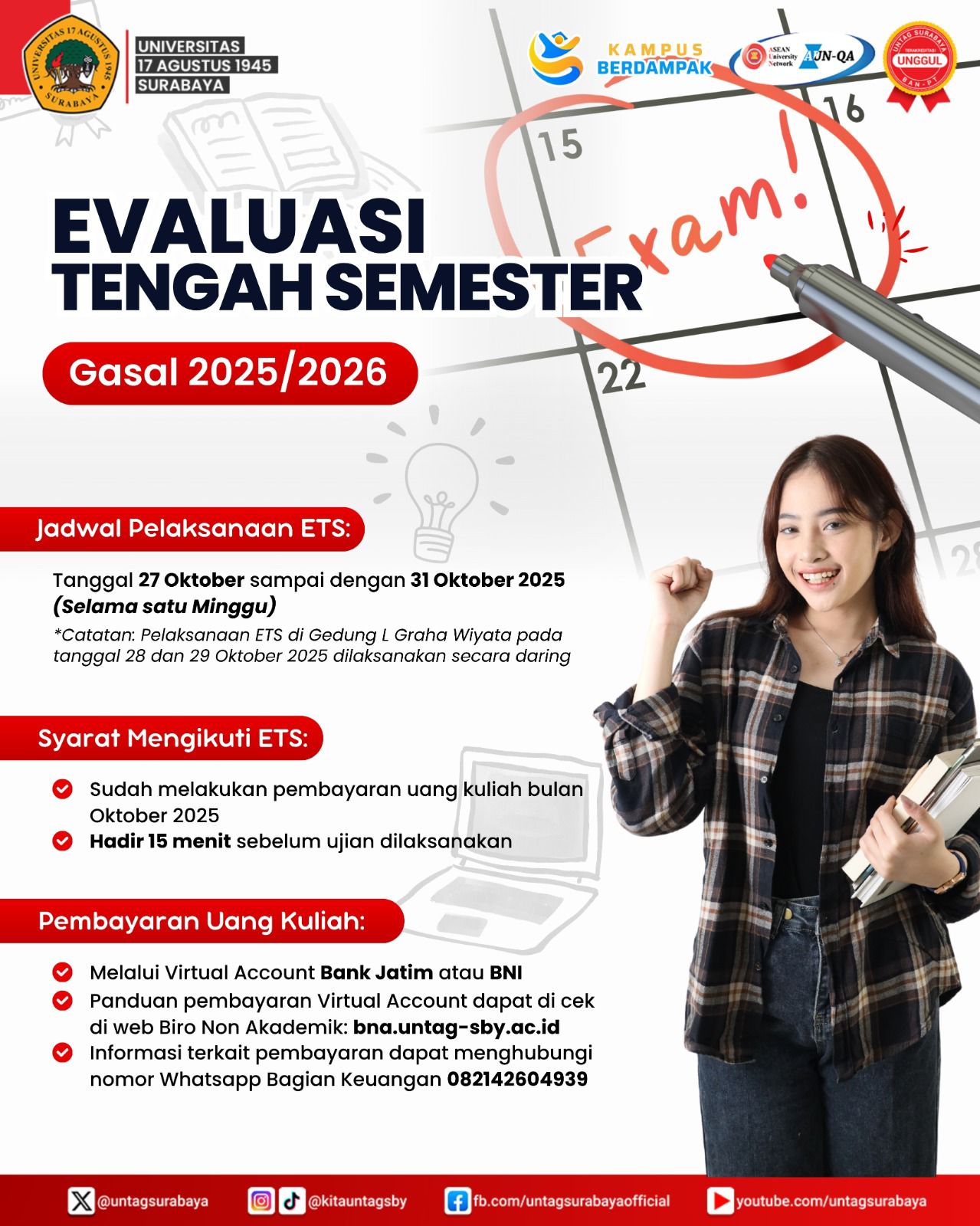 Jadwal Pelaksanaan Evaluasi Akhir Semester (ETS)