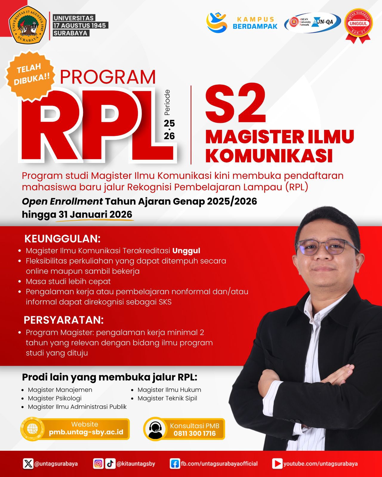 Program RPL (Rekognisi Pembelajaran Lampau) untuk S2 Magister Ilmu Komunikasi Untag Surabaya