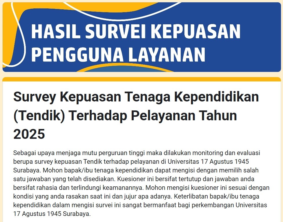 Pemberitahun Pengisian Survey Kepuasan Tenaga Kependidikan terhadap Pelayanan 2025